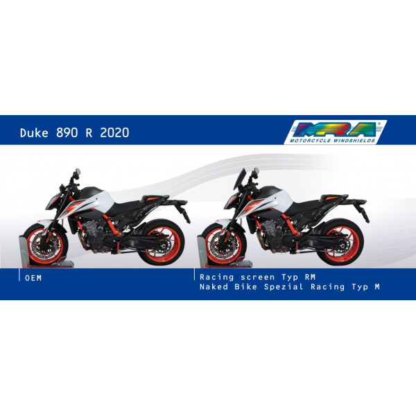 Szyba motocyklowa MRA KTM DUKE 890 R, , 2019-, forma NRM, bezbarwna