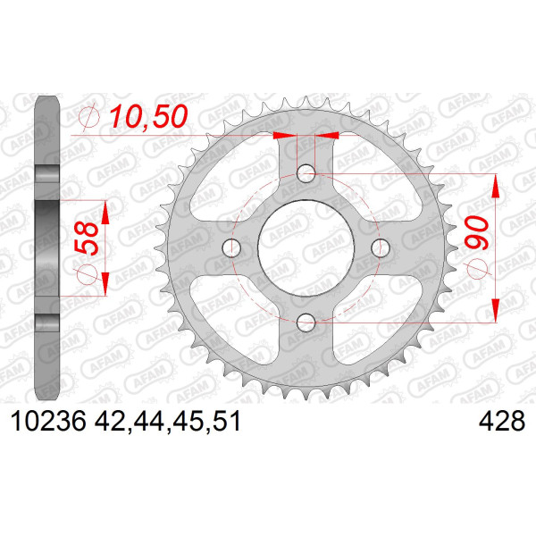 AFAM Zębatka tylna stalowa do łańcucha 428 kod 10236-51