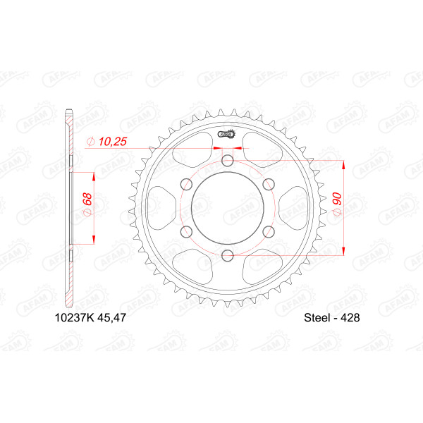 AFAM Zębatka tylna stalowa do łańcucha 428 BLACK kod 10237K-45