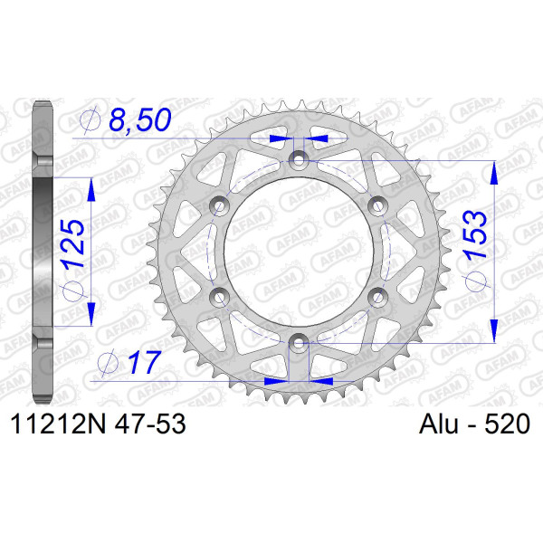 AFAM Zębatka tylna aluminiowa do łańcucha 520 kod 11212N-48