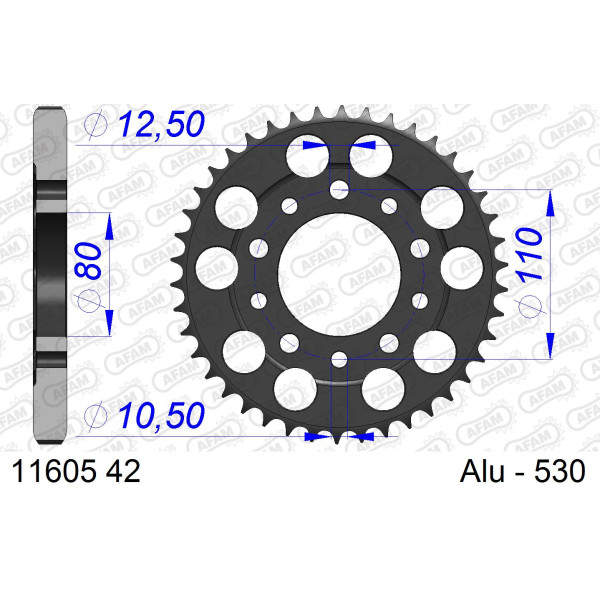AFAM Zębatka tylna aluminiowa do łańcucha 530 kod 11605-42