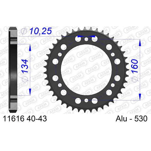 AFAM Zębatka tylna aluminiowa do łańcucha 530 kod 11616-41