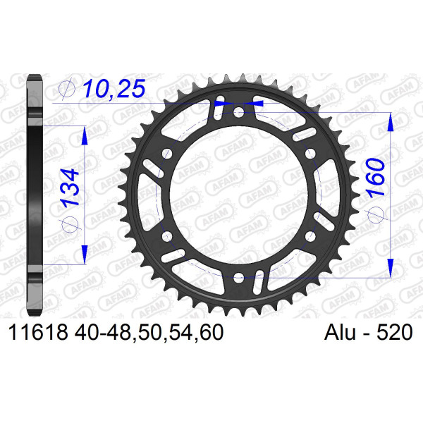 AFAM Zębatka tylna aluminiowa do łańcucha 520 kod 11618-44