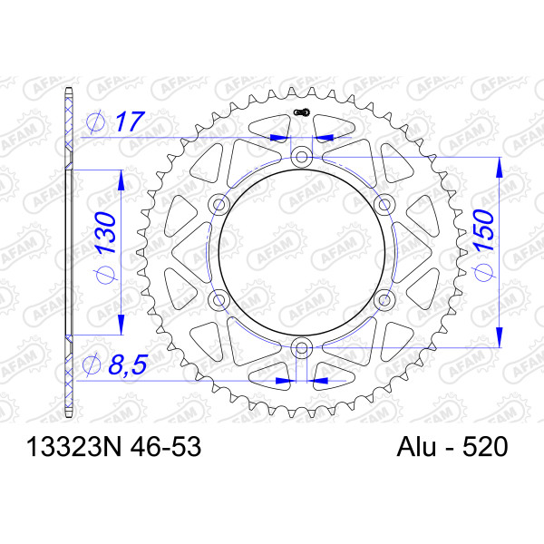 AFAM Zębatka tylna aluminiowa do łańcucha 520 kod 13323N-48