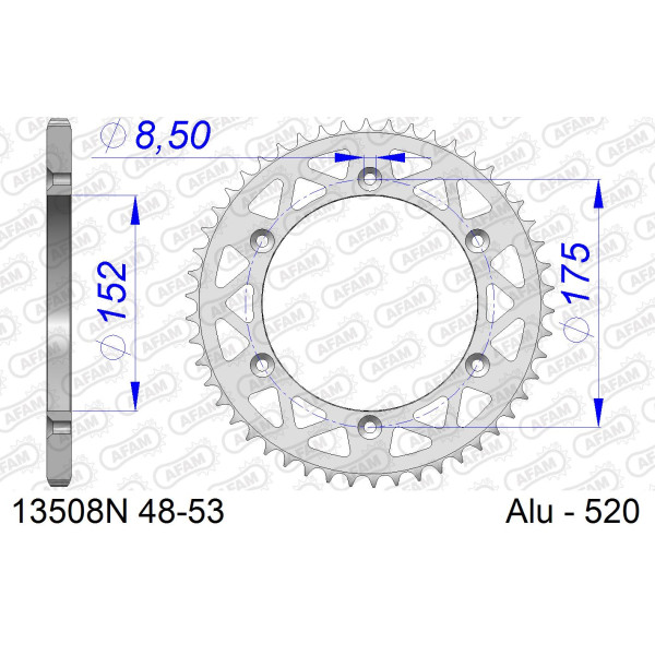 AFAM Zębatka tylna aluminiowa do łańcucha 520 kod 13508N-48