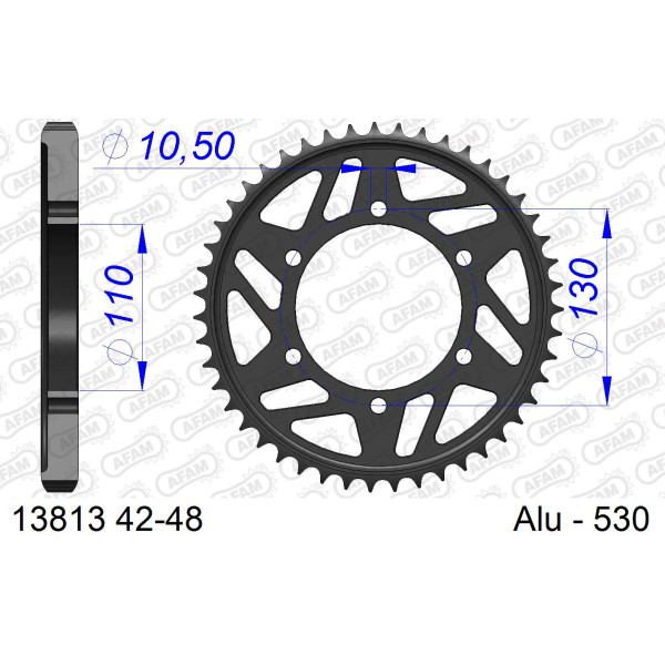 AFAM Zębatka tylna aluminiowa do łańcucha 530 kod 13813-46