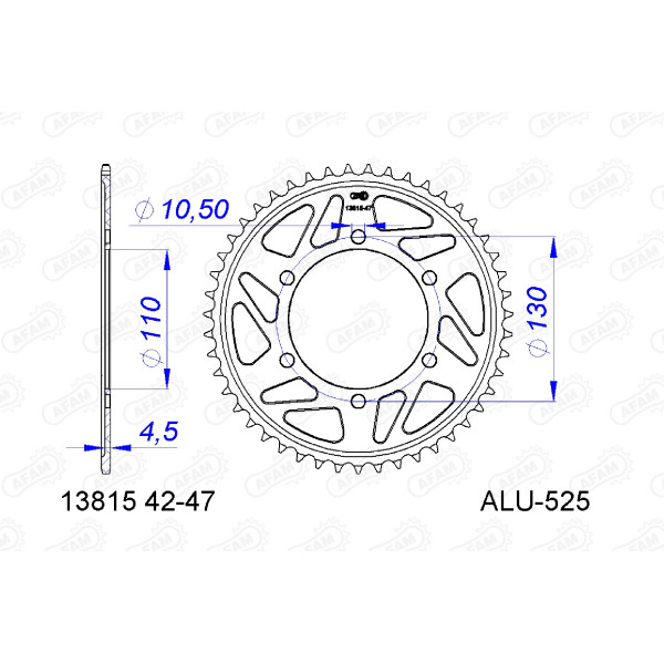AFAM Zębatka tylna aluminiowa do łańcucha 525 kod 13815-46