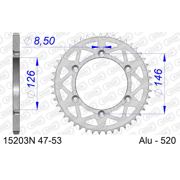 AFAM Zębatka tylna aluminiowa do łańcucha 520 kod 15203N-48