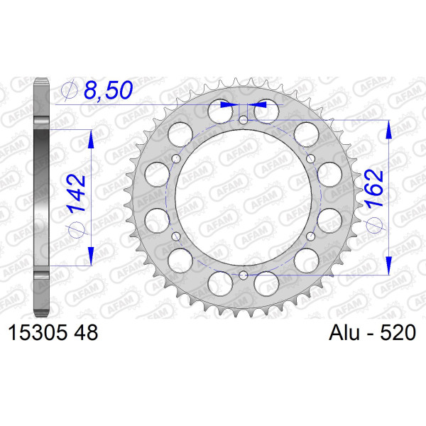 AFAM Zębatka tylna aluminiowa do łańcucha 520 kod 15305-48
