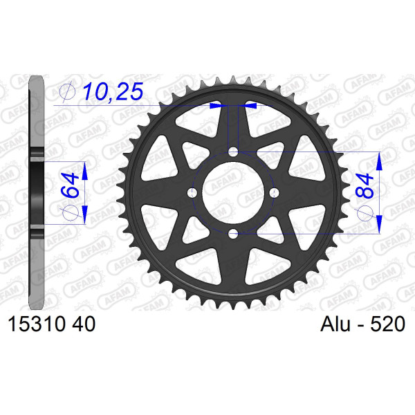 AFAM Zębatka tylna aluminiowa do łańcucha 520 kod 15310-40