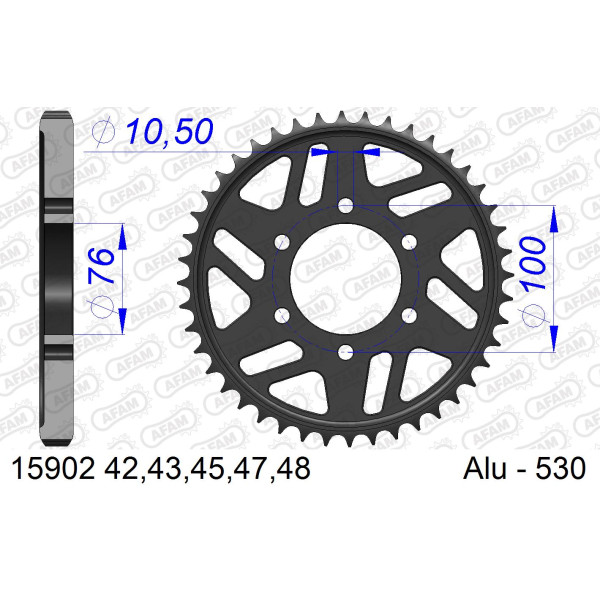 AFAM Zębatka tylna aluminiowa do łańcucha 530 kod 15902-47