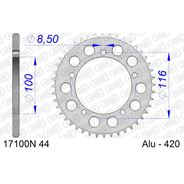 AFAM Zębatka tylna aluminiowa do łańcucha 420 kod 17100N-44