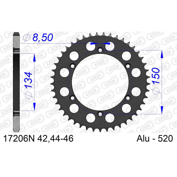 AFAM Zębatka tylna aluminiowa do łańcucha 520 kod 17206N-46