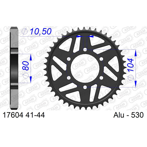 AFAM Zębatka tylna aluminiowa do łańcucha 530 kod 17604-42