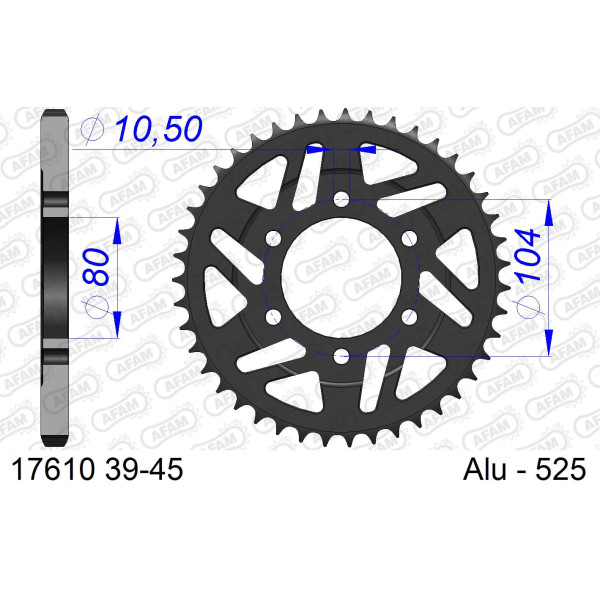 AFAM Zębatka tylna aluminiowa do łańcucha 525 kod 17610-45