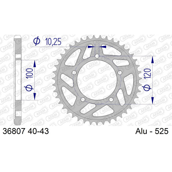AFAM Zębatka tylna aluminiowa do łańcucha 525 kod 36807-42