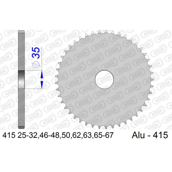 AFAM Zębatka tylna aluminiowa do łańcucha 415 kod 415-46