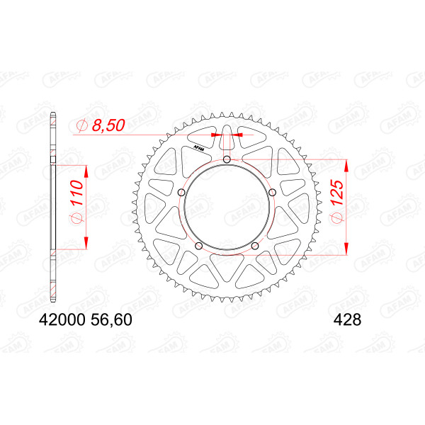 AFAM Zębatka tylna aluminiowa do łańcucha 428 kod 42000-56