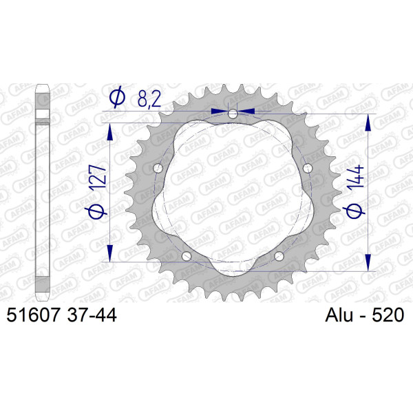 AFAM Zębatka tylna aluminiowa do łańcucha 520 kod 51607-39