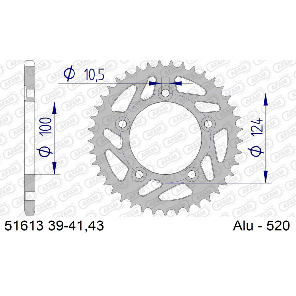 AFAM Zębatka tylna aluminiowa do łańcucha 520 kod 51613-39