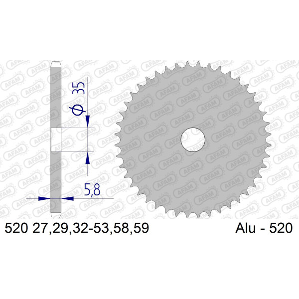 AFAM Zębatka tylna aluminiowa do łańcucha 520 kod 520-43