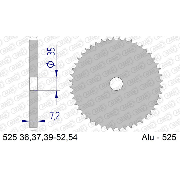 AFAM Zębatka tylna aluminiowa do łańcucha 525 kod 525-44