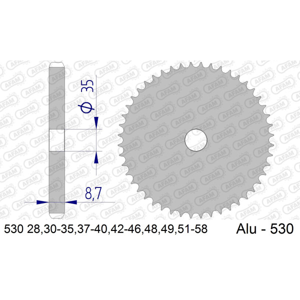 AFAM Zębatka tylna aluminiowa do łańcucha 530 kod 530-34