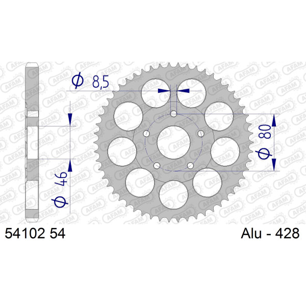 AFAM Zębatka tylna aluminiowa do łańcucha 428 kod 54102-54