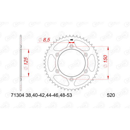 AFAM Zębatka tylna stalowa...
