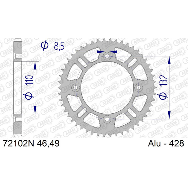 AFAM Zębatka tylna aluminiowa do łańcucha 428 kod 72102N-49