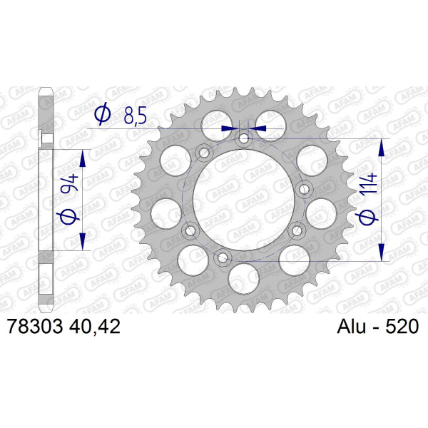 AFAM Zębatka tylna aluminiowa do łańcucha 520 kod 78303-42