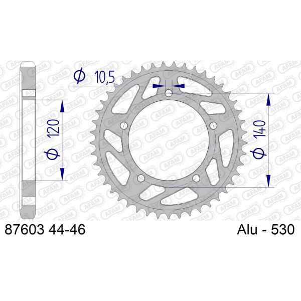 AFAM Zębatka tylna aluminiowa do łańcucha 530 kod 87603-44