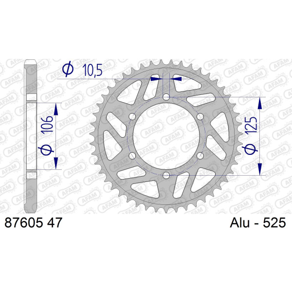 AFAM Zębatka tylna aluminiowa do łańcucha 525 kod 87605-47