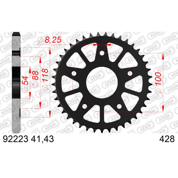 AFAM Zębatka tylna stalowa do łańcucha 428 kod 92223-43