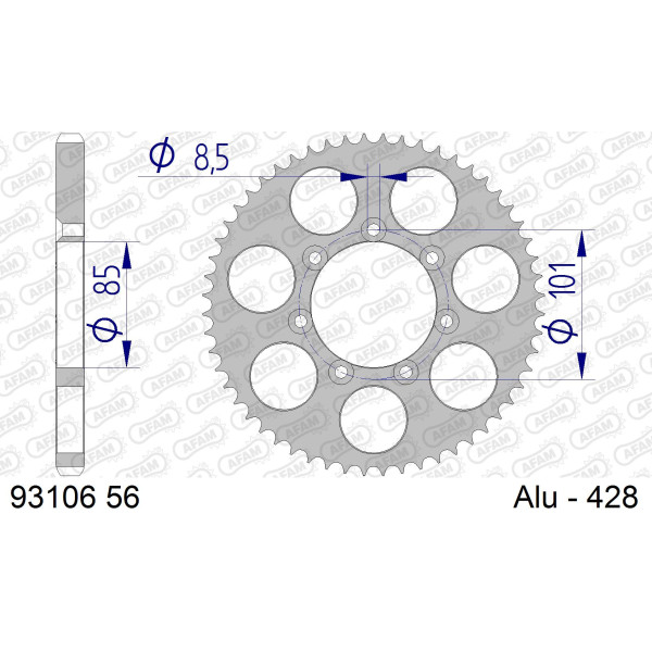 AFAM Zębatka tylna aluminiowa do łańcucha 428 kod 93106-56