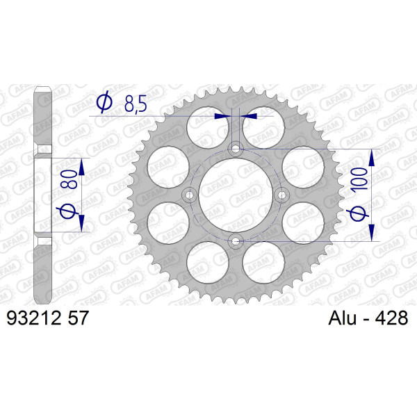 AFAM Zębatka tylna aluminiowa do łańcucha 428 kod 93212-57
