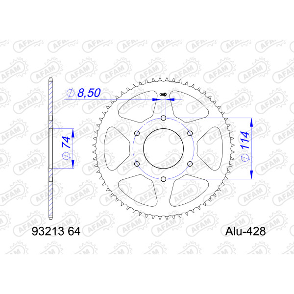 AFAM Zębatka tylna aluminiowa do łańcucha 428 kod 93213-64