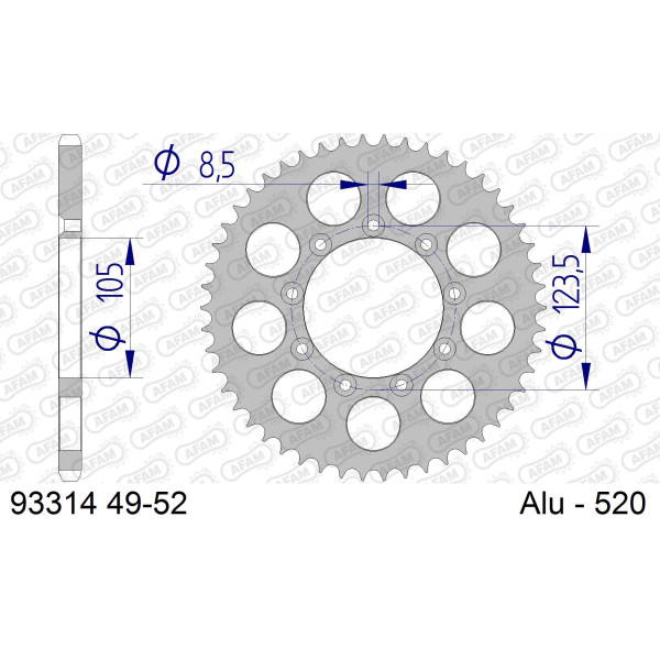 AFAM Zębatka tylna aluminiowa do łańcucha 520 kod 93314-51