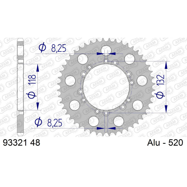 AFAM Zębatka tylna aluminiowa do łańcucha 520 kod 93321-48