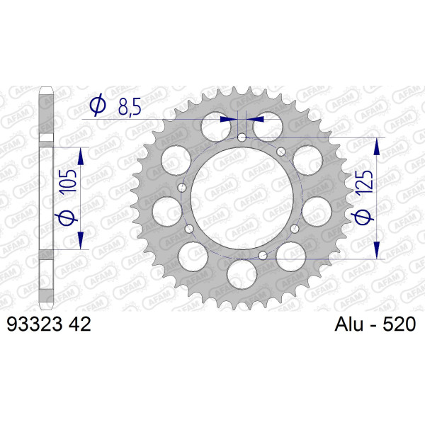 AFAM Zębatka tylna aluminiowa do łańcucha 520 kod 93323-42
