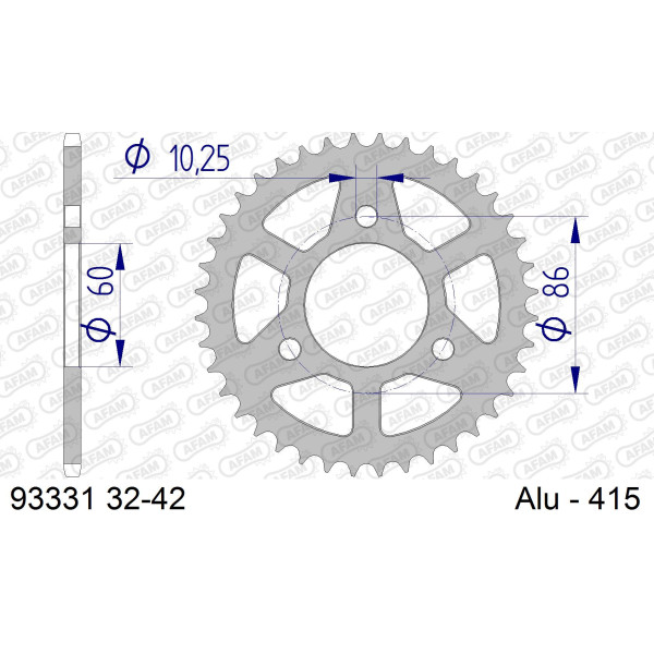 AFAM Zębatka tylna aluminiowa do łańcucha 415 kod 93331-35