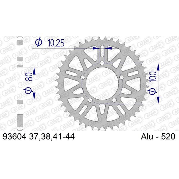 AFAM Zębatka tylna aluminiowa do łańcucha 520 kod 93604-37