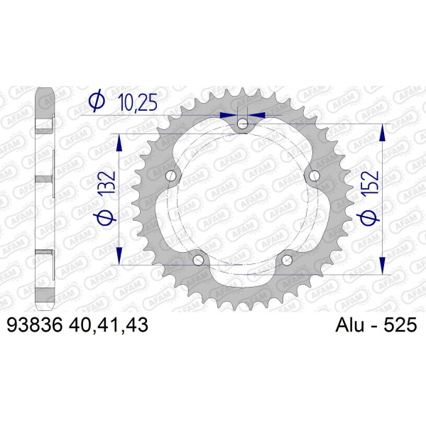 AFAM Zębatka tylna aluminiowa do łańcucha 525 kod 93836-41