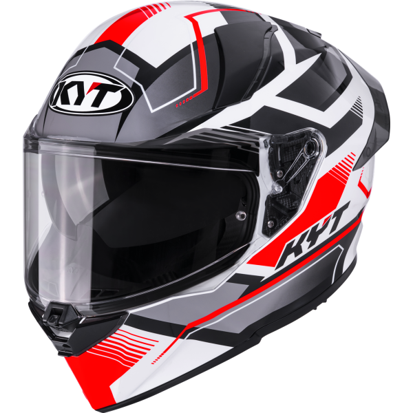Kask motocyklowy KYT R2R PARSEC BIAŁY/CZERWONY E06