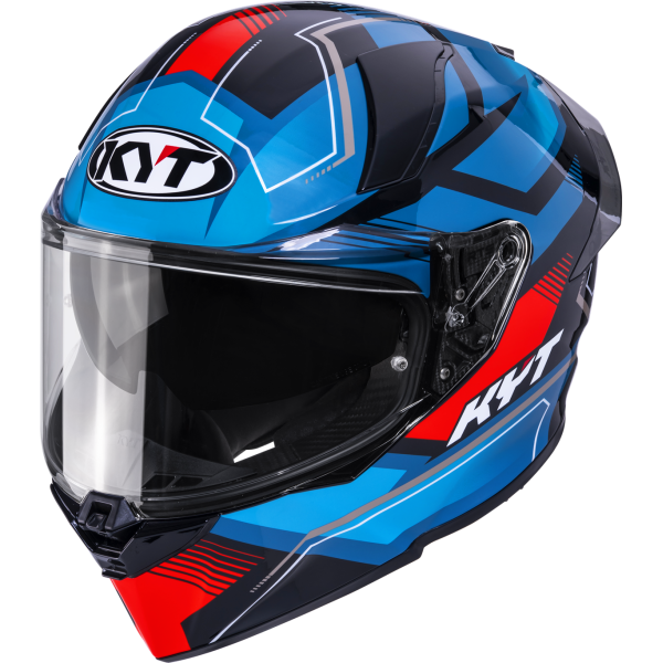 Kask motocyklowy KYT R2R PARSEC CZARNY/NIEBIESKI/CZERWONY E06