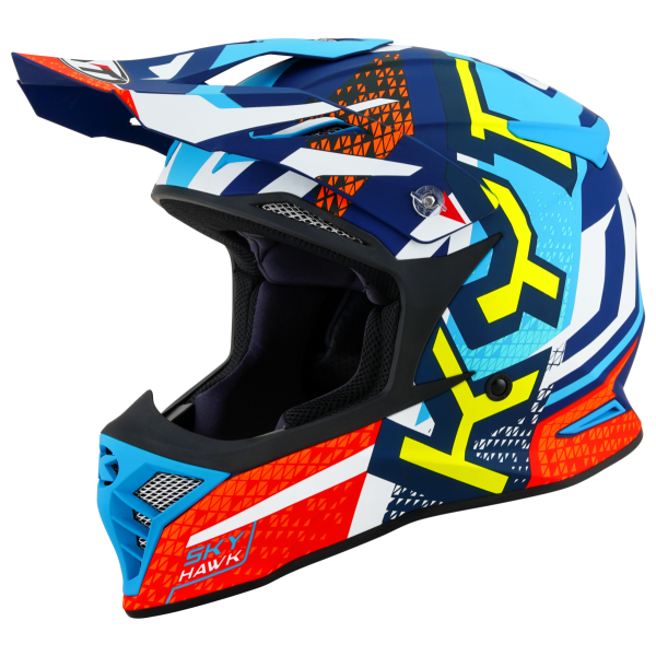 Kask motocyklowy KYT SKYHAWK HYPERFLOW MATT JASNY NIEBIESKI/CZERWONY E06