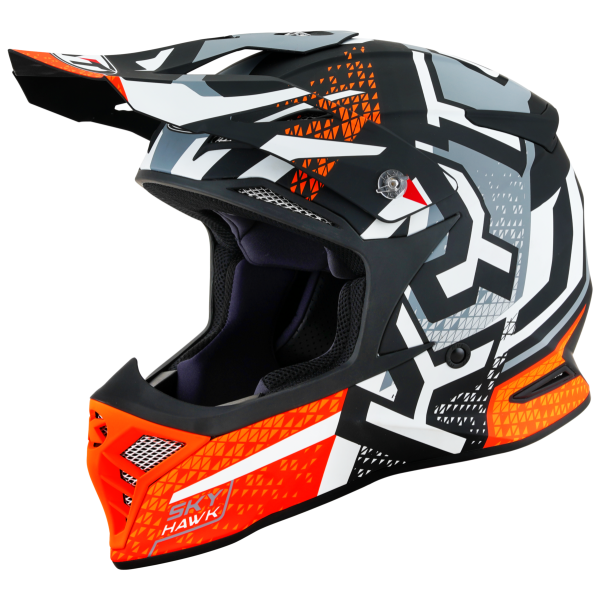 Kask motocyklowy KYT SKYHAWK HYPERFLOW SZARY MATT/POMARAŃCZOWY E06