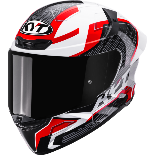 Kask motocyklowy KYT TT-REVO SPEEDING BIAŁY/CZERWONY E06