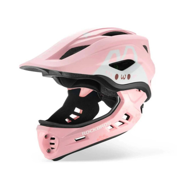 Kask dziecięcy z odpinana szczęką 2w1 ROCKBROS TT-32001 Różowy pink