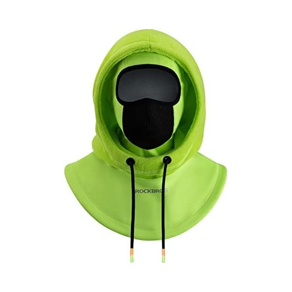 Kominiarka z kapturem na kask rowerowy narciarski Rockbros zielona fluo